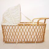 Vintage mid century rattan cradle