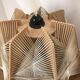 Hanging lamp of wood and thread Scandinavian style