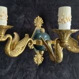 Rare wall sconce in bronze, Empire style, swan.