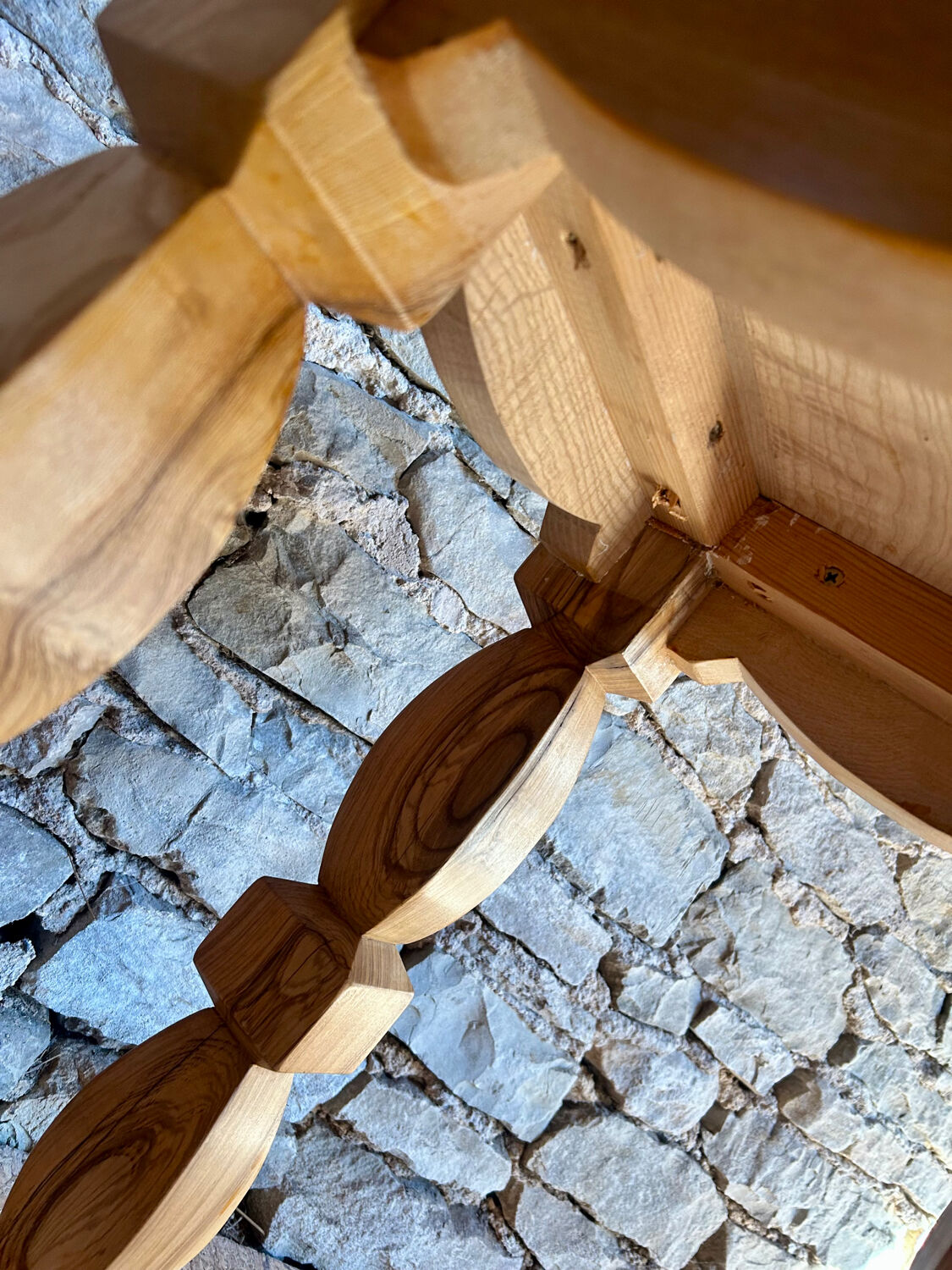 Carved ash wood side table