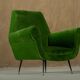 Green velvet armchairs by Gigi Radice, Italy 1950s set of 2