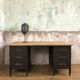 Former wooden minister's desk, black patina