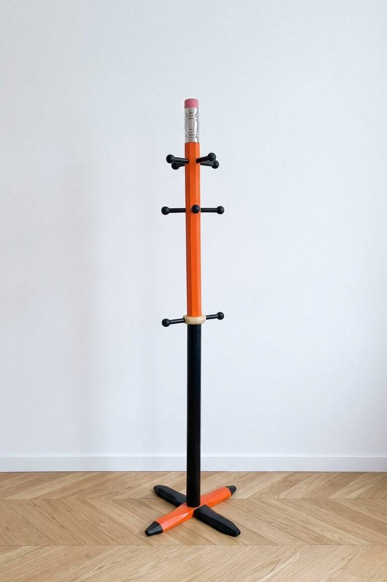 Vintage coat rack DLG Pierre Sala orange and black.