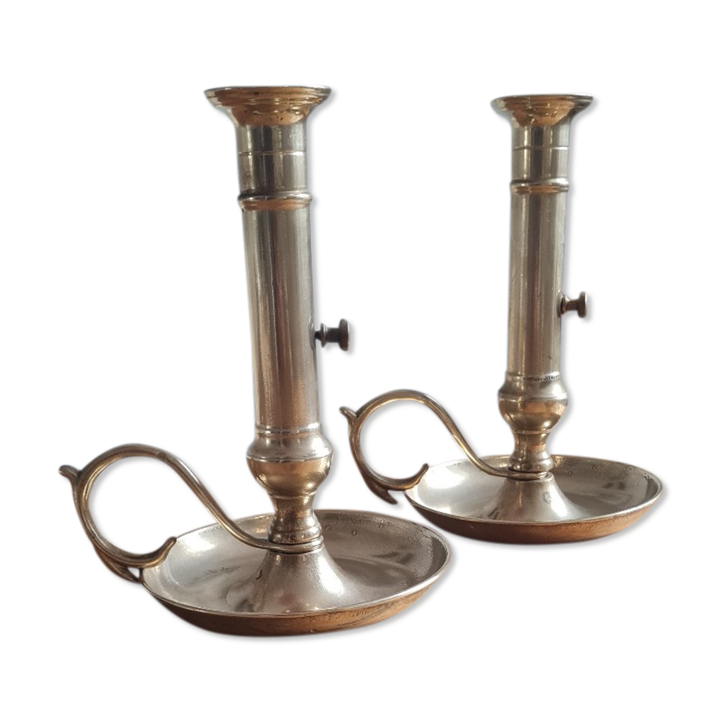 Pair of brass candle holders