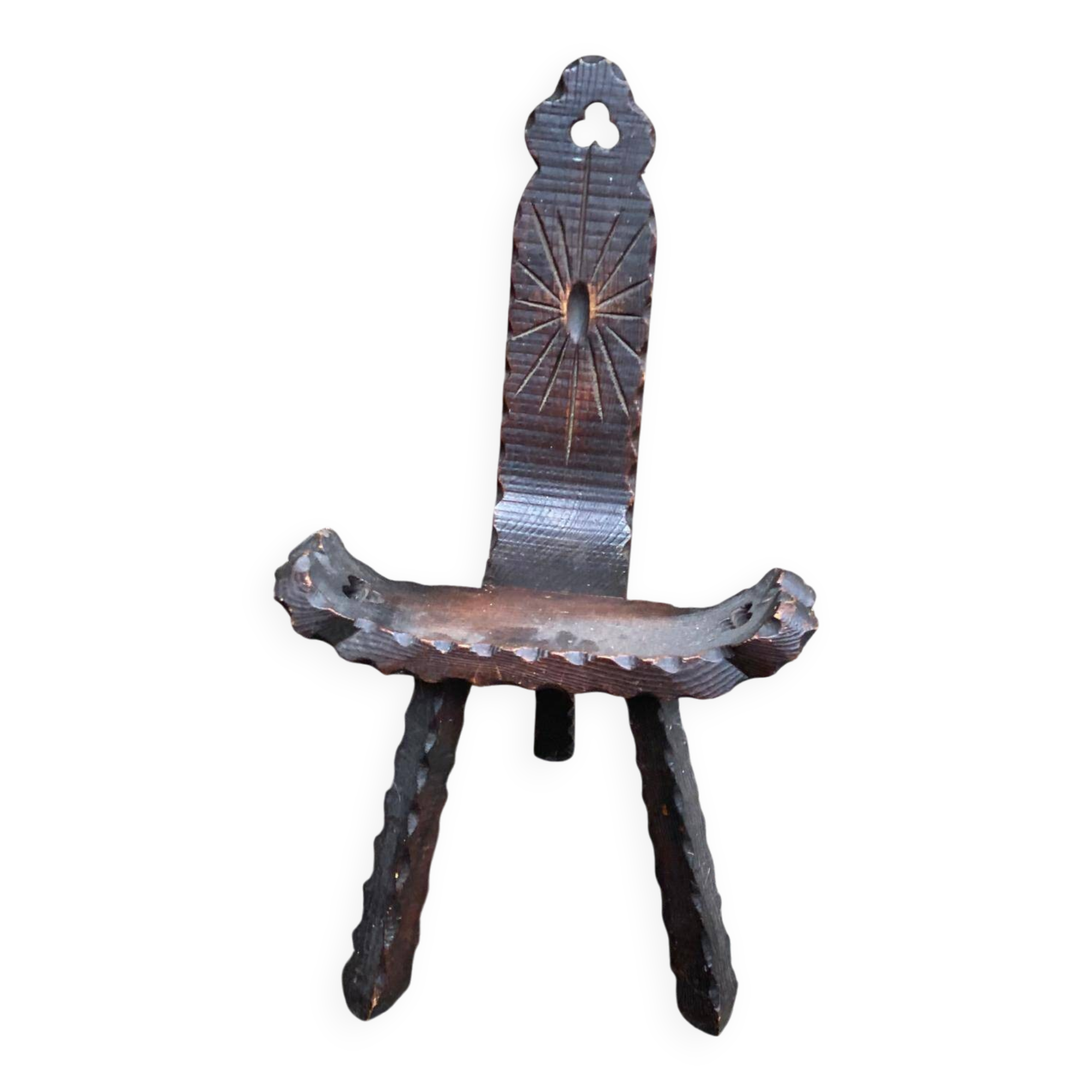 Spanish brutalist chair in solid wood 1960