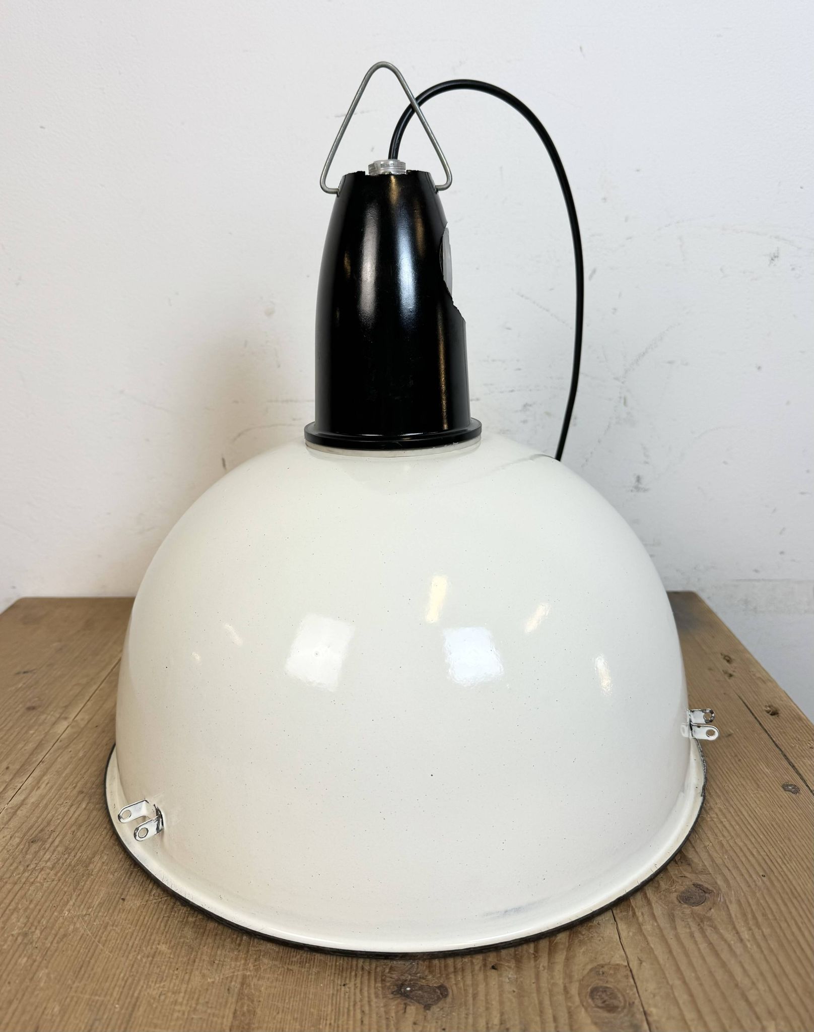 ndustrial Soviet White Enamel Pendant Lamp, 1960s