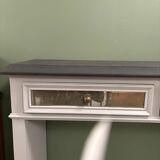 Superb matte black console with a natural top.