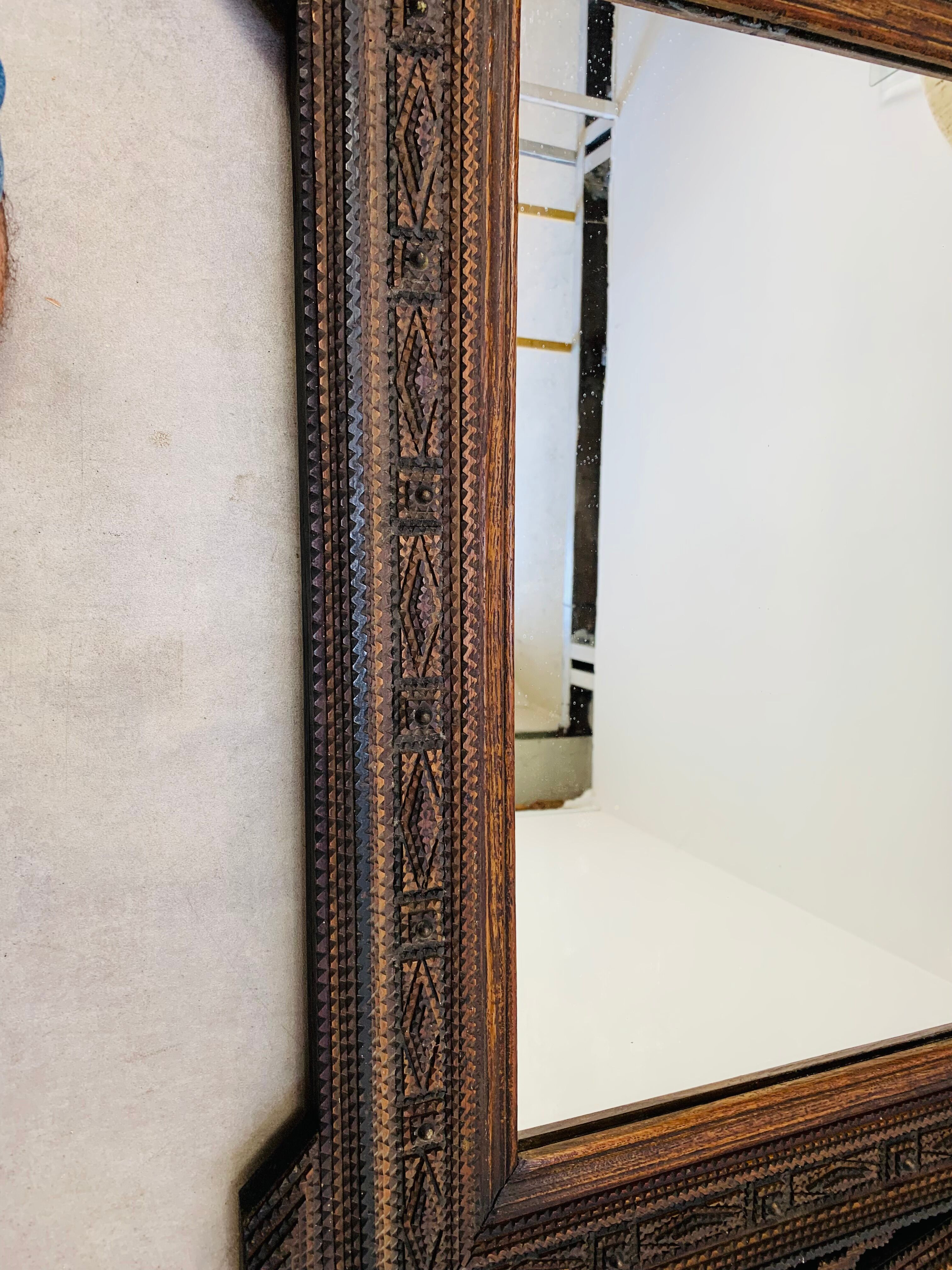 Mirror "tramp art" folk art 103 x 76 cm.