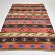 6x9 Blue & Red Details Kilim Rug,Modern Mid Century,Wool Area Rug,175x261Cm
