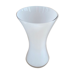 Vase bobine en verre blanc Anne