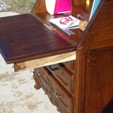 3-in-1 furniture: chest of drawers, secretary, and display cabinet, in walnut.