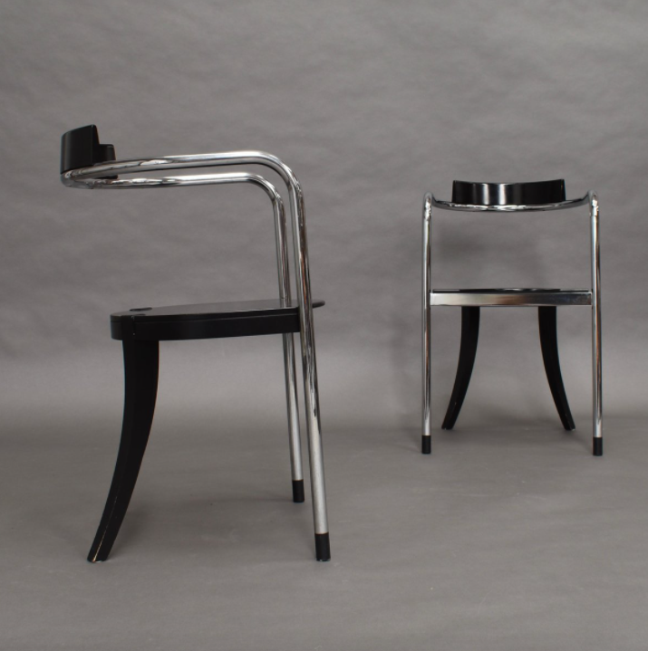Set of 2 chrome lounge chairs by David Palterer for Zanotta italy 1980