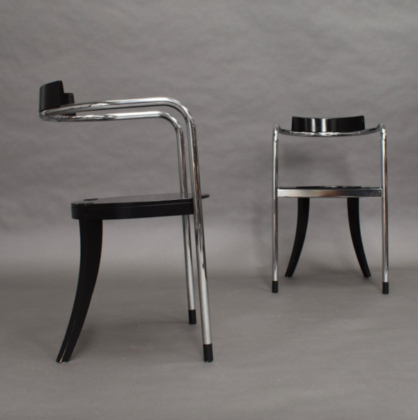 Set of 2 chrome lounge chairs by David Palterer for Zanotta italy 1980
