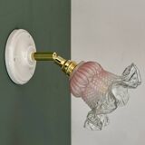 Vintage pink and clear glass tulip wall light.