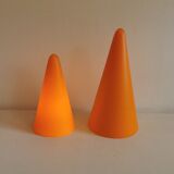 Table lamps, model Teepee, from the 80s in double-layer glass (orange and milky white)