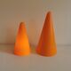Table lamps, model Teepee, from the 80s in double-layer glass (orange and milky white)