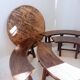 Round Table with 4 Curved Benches, France 1960s