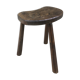 Tabouret de traite pieds tripodes bois foncé vintage