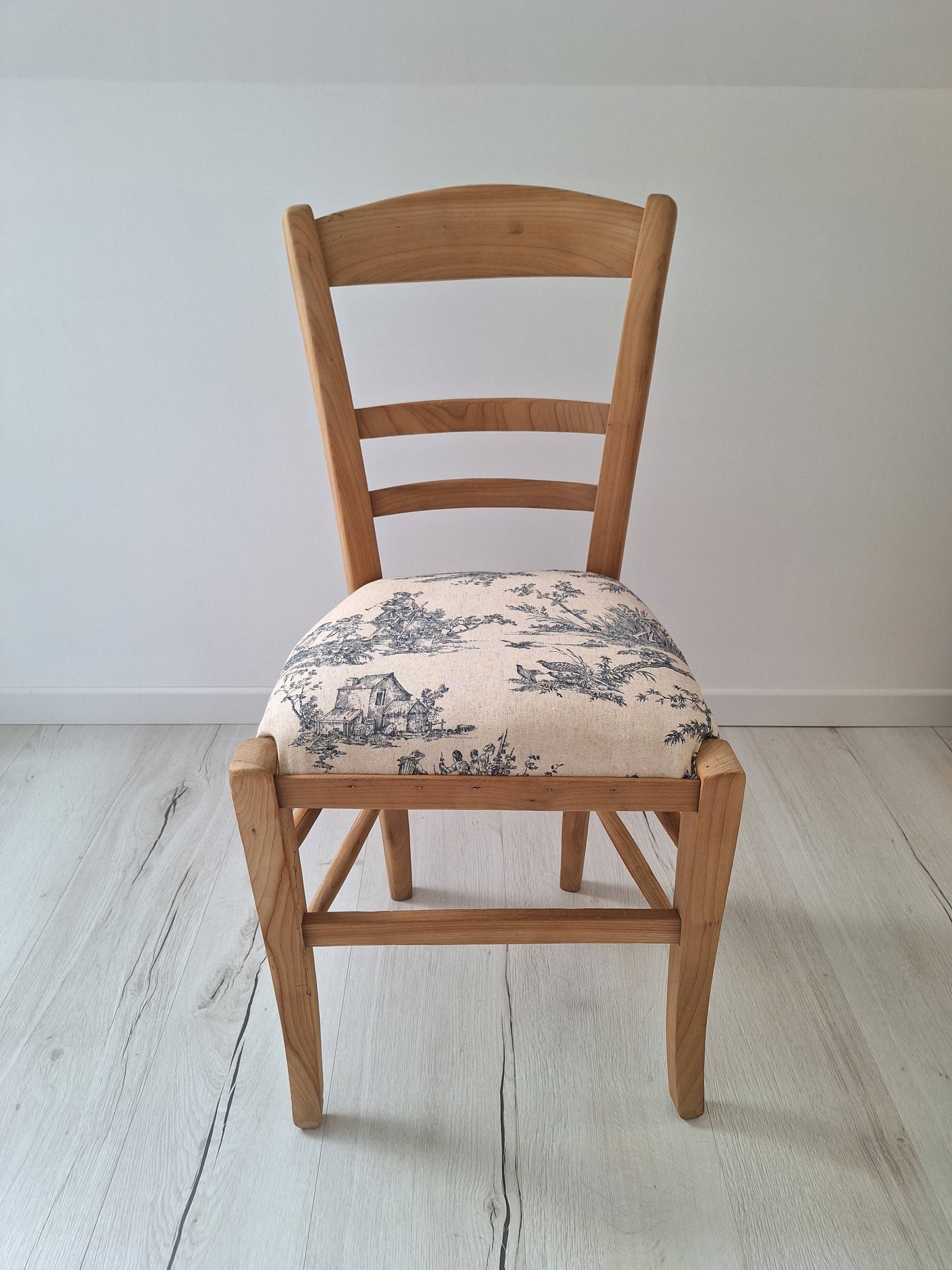 Chaise de campagne en toile de Jouy bleu