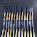 Box of 12 large and 12 small horn handle knives – Art Deco