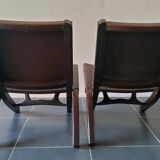 Pair of "Relax" armchairs in leather and wood, Angel I. PAZMINO - 1950