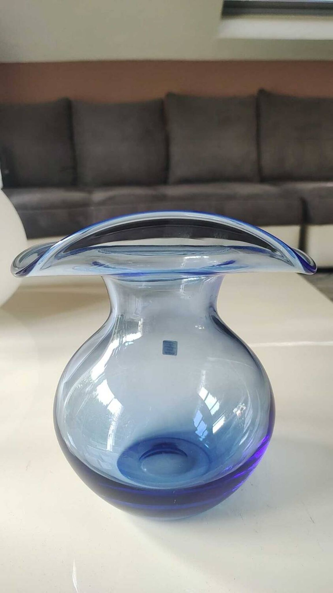 Bohemia Selection ball vase in handmade crystalline. Cobalt blue.
