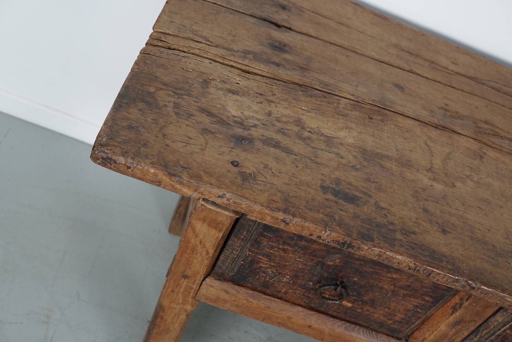 Antique Spanish Rustic Farmhouse Chestnut Side Table / Console, 18th Century