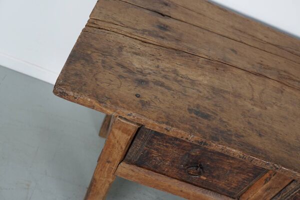 Table d'Appoint / Console Antique de Ferme Rustique Espagnole en Châtaignier, 18ème Siècle