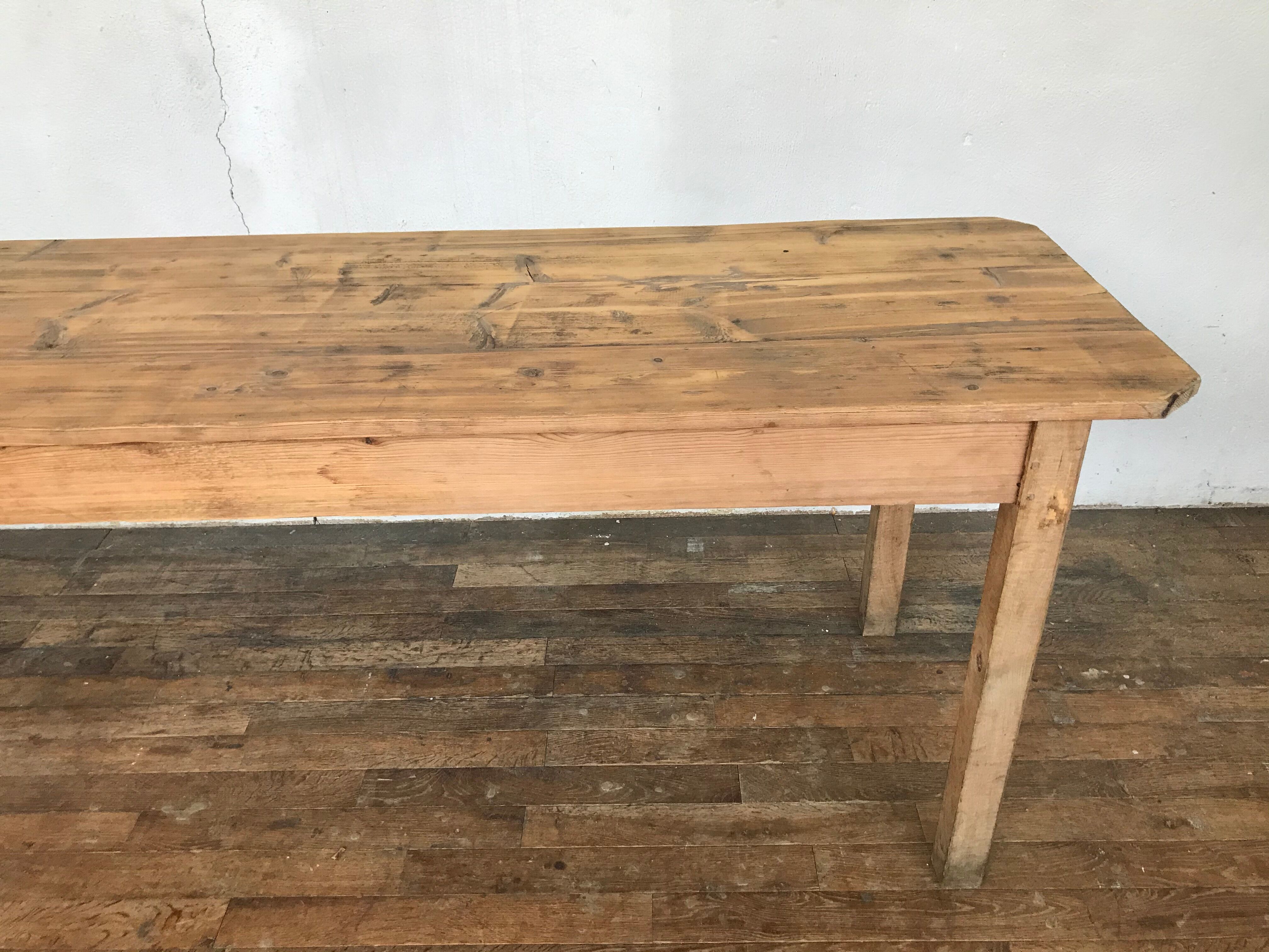 Old and large farm table early 20th shabby bistro fir
