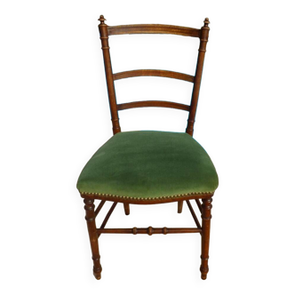1 solid wood chair with green velvet top and nails