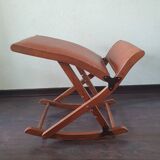 70s wooden folding footrest