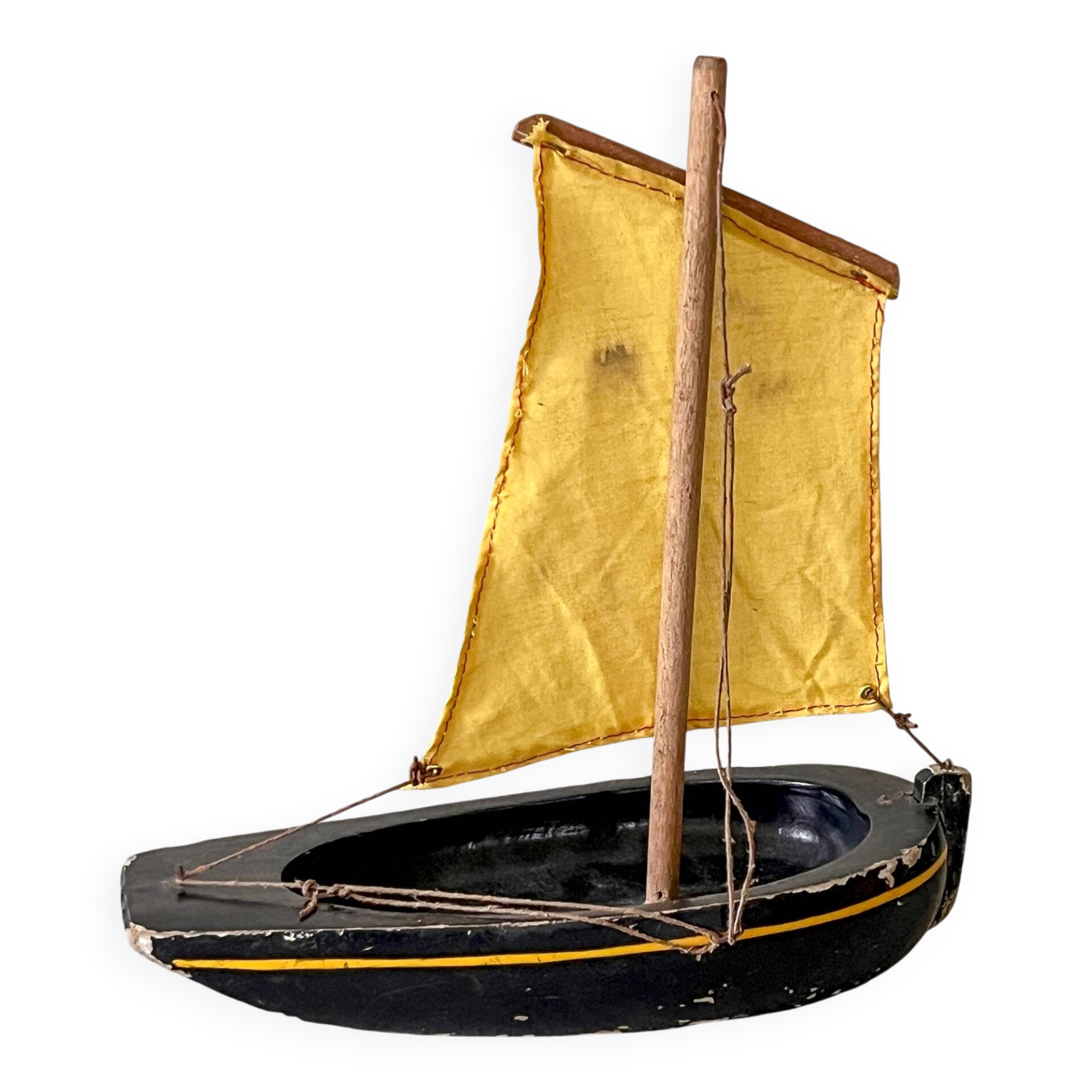 Wooden pond sailboat, The Misainier by the brand Tirot, vintage toy.