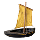 Wooden pond sailboat, The Misainier by the brand Tirot, vintage toy.