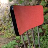 4 red Formica chairs with Eiffel legs 1950