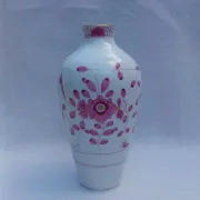 Vintage porcelain vase with Indian painting in purple by Meissen, 1980