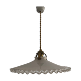 Hanging lamp in opaline white vintage 1950