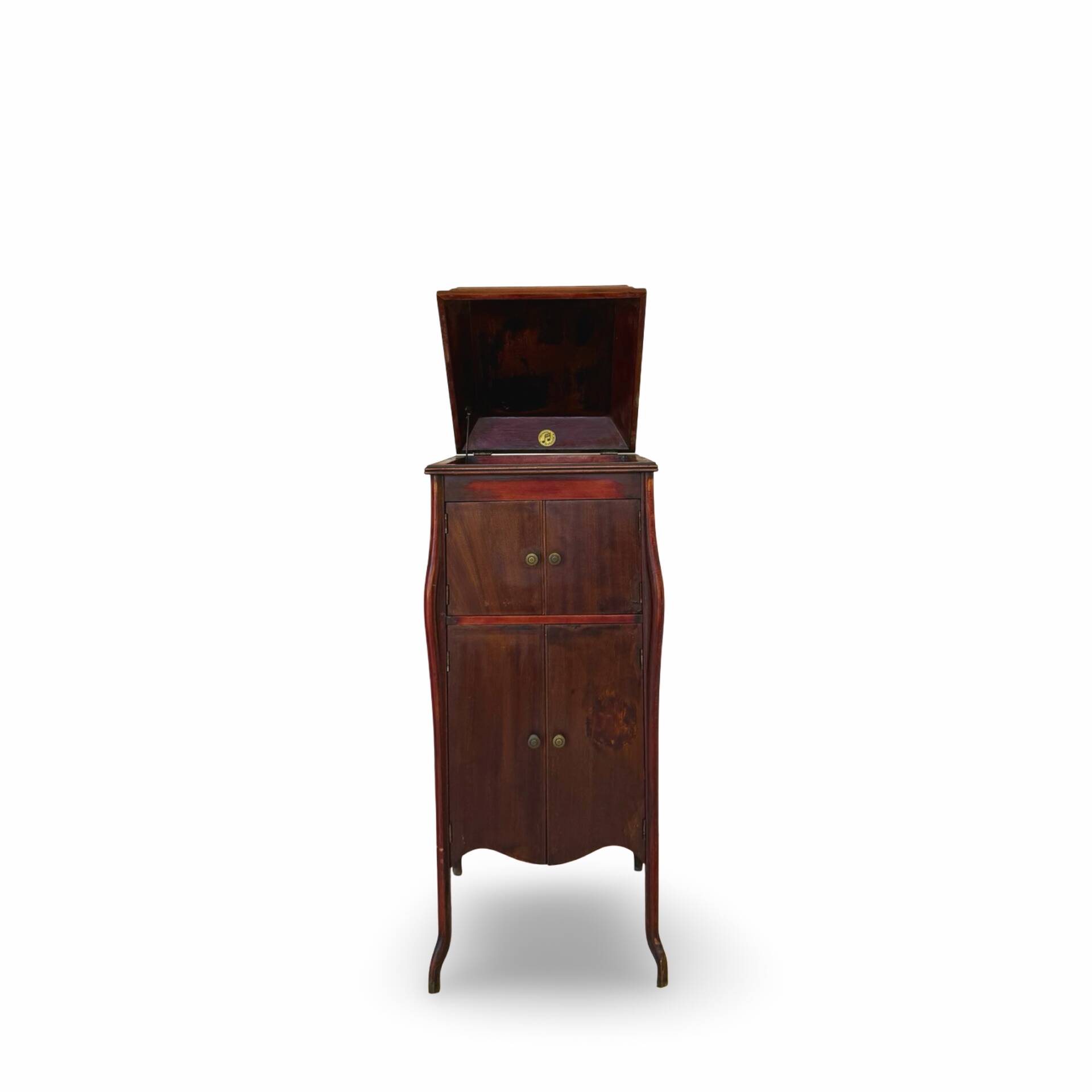 Italian floor-model upright phonograph cabinet, 1900s