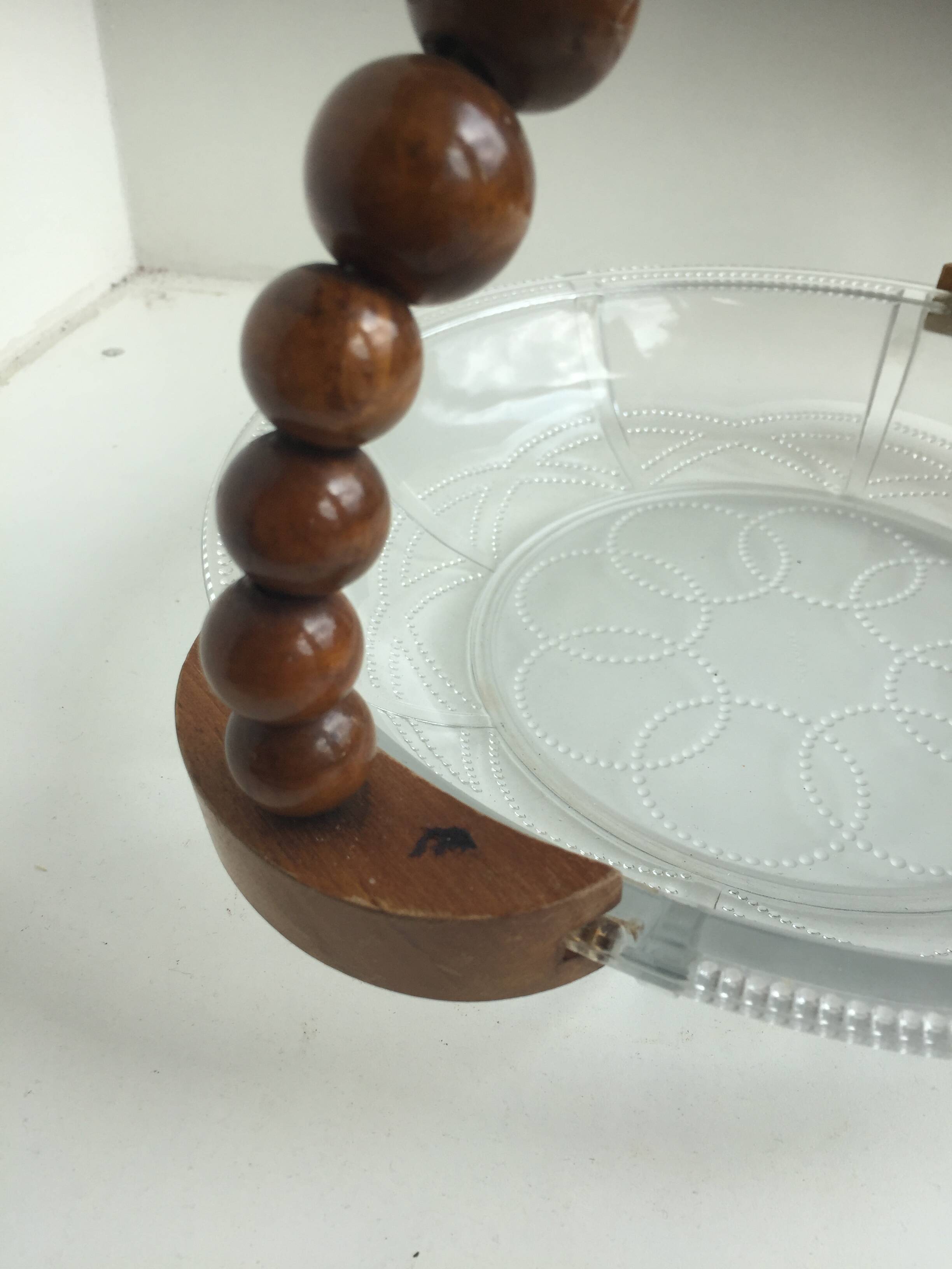 Art Deco fruit bowl glass and wood