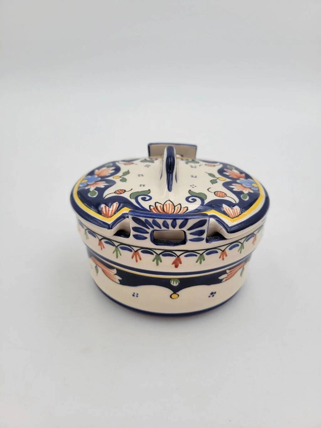 Pot avec couvercle en Porcelaine de Rouen