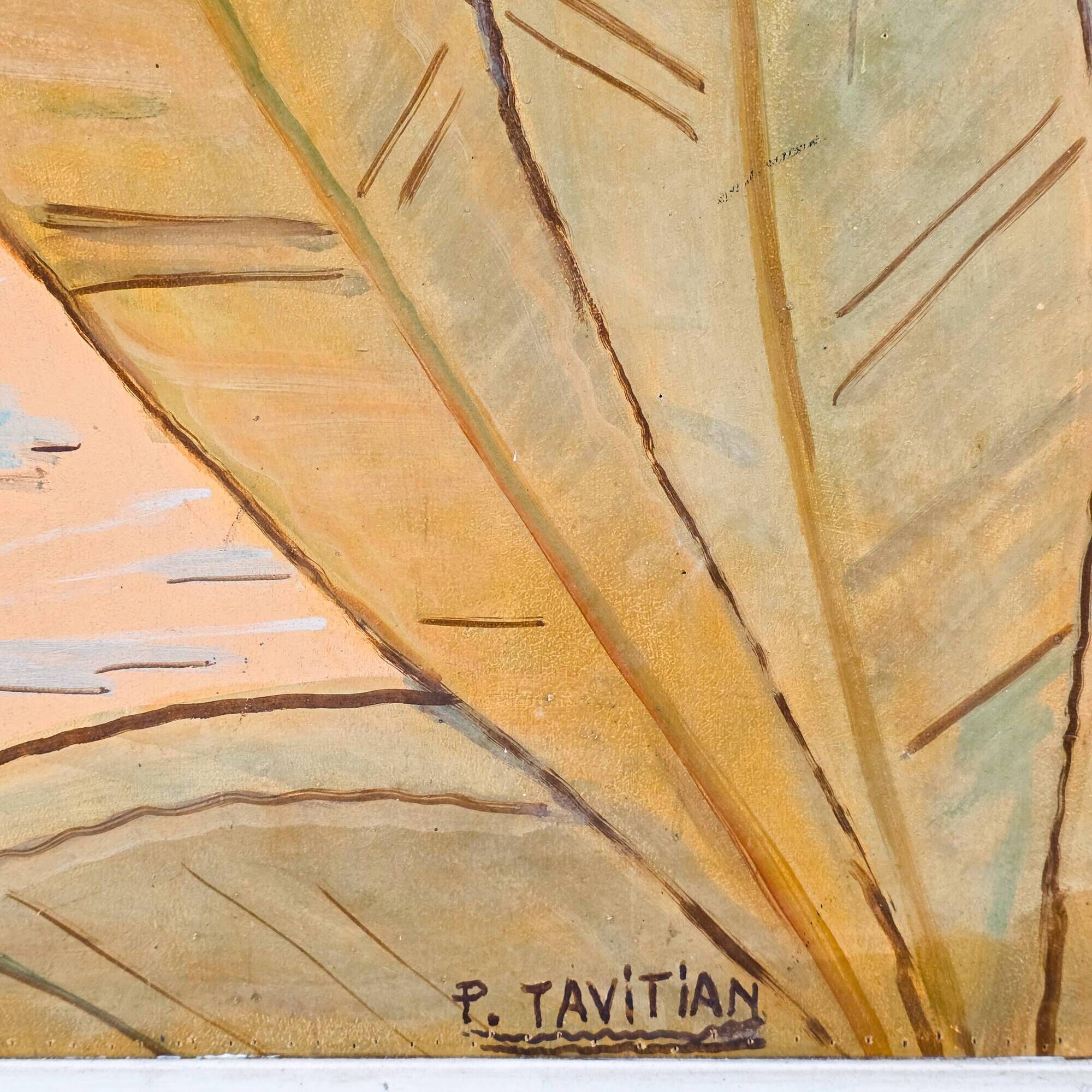 Art Deco panel painting signed P. Tavitian from the 1930s.