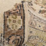 7x9 Cream & Green Floral Pattern Vintage Area Rug, 202x278Cm