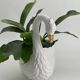 Vintage swan pot holder in white and gold ceramic