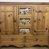 Commode en pitchpin massif vintage