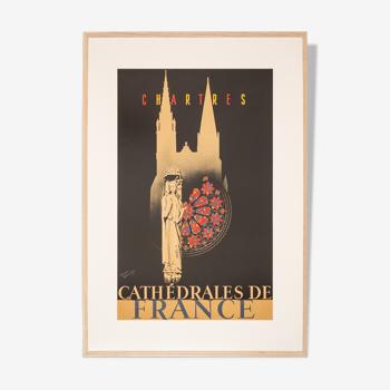 Affiche de voyage art déco Chartres - Cathédrales de France 86 x 123 cm