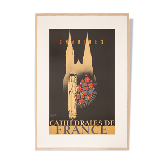 Chartres - Cathédrales de France, Art Déco Travel Poster, 86 x 123 cm