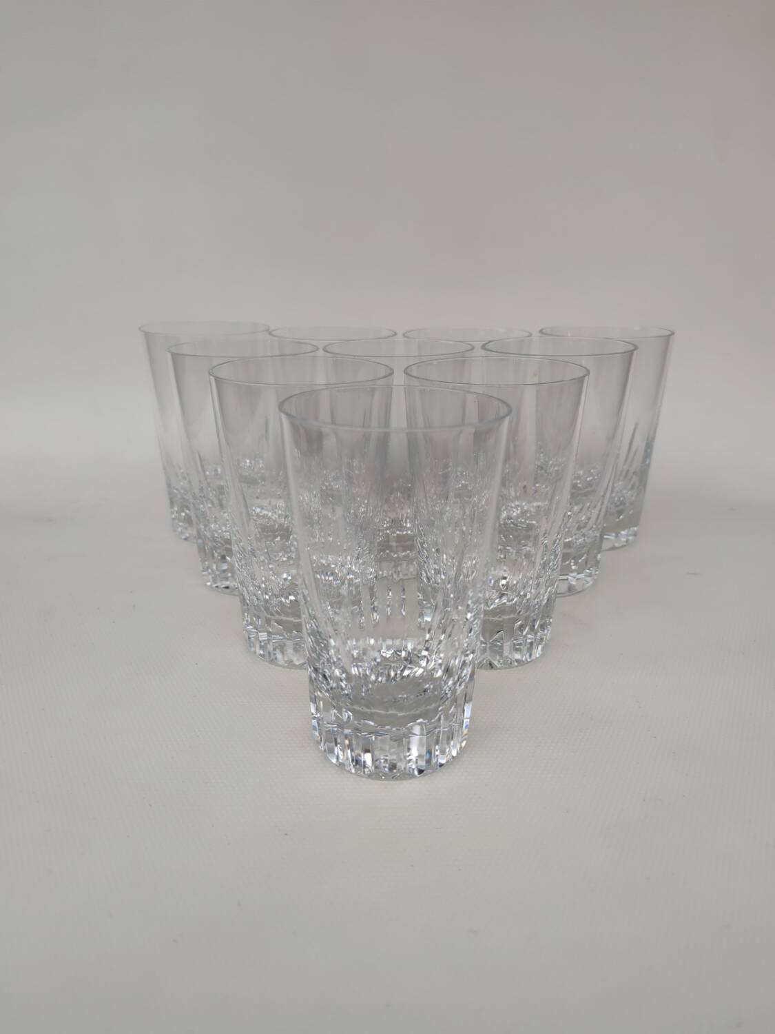 10 baccarat crystal goblets, Cassino model, circa 1970.