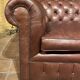 brown leather 3-seater Chesterfield sofa
