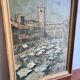 Vintage Oil Painting Italy  Market Scene