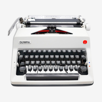 Machine à écrire Olympia SM9 blanche révisée ruban neuf 1970