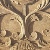 Panel, pediment, bas-relief in polychrome wood
